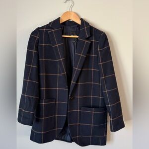 Madewell Dark Blue Plaid Blazer